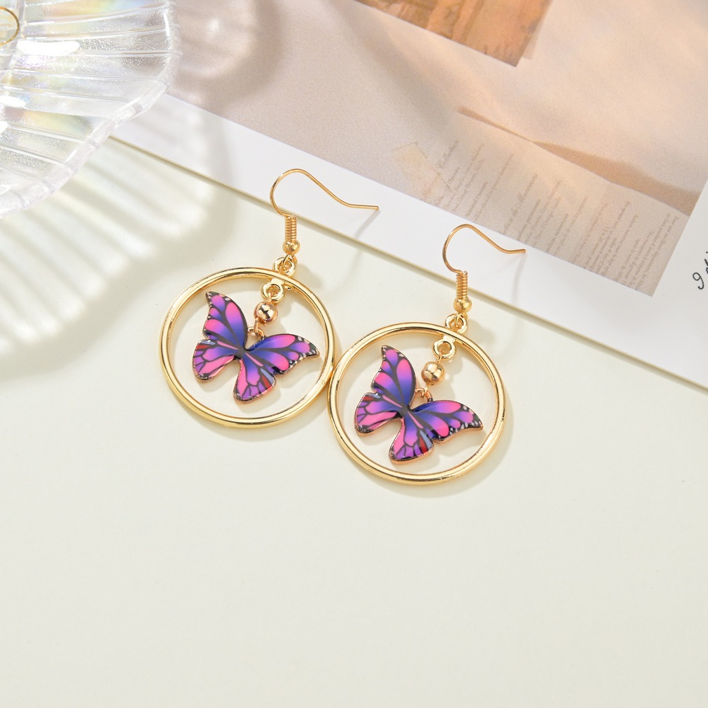 Cute Gradient Painted Butterfly Earrings display picture 4