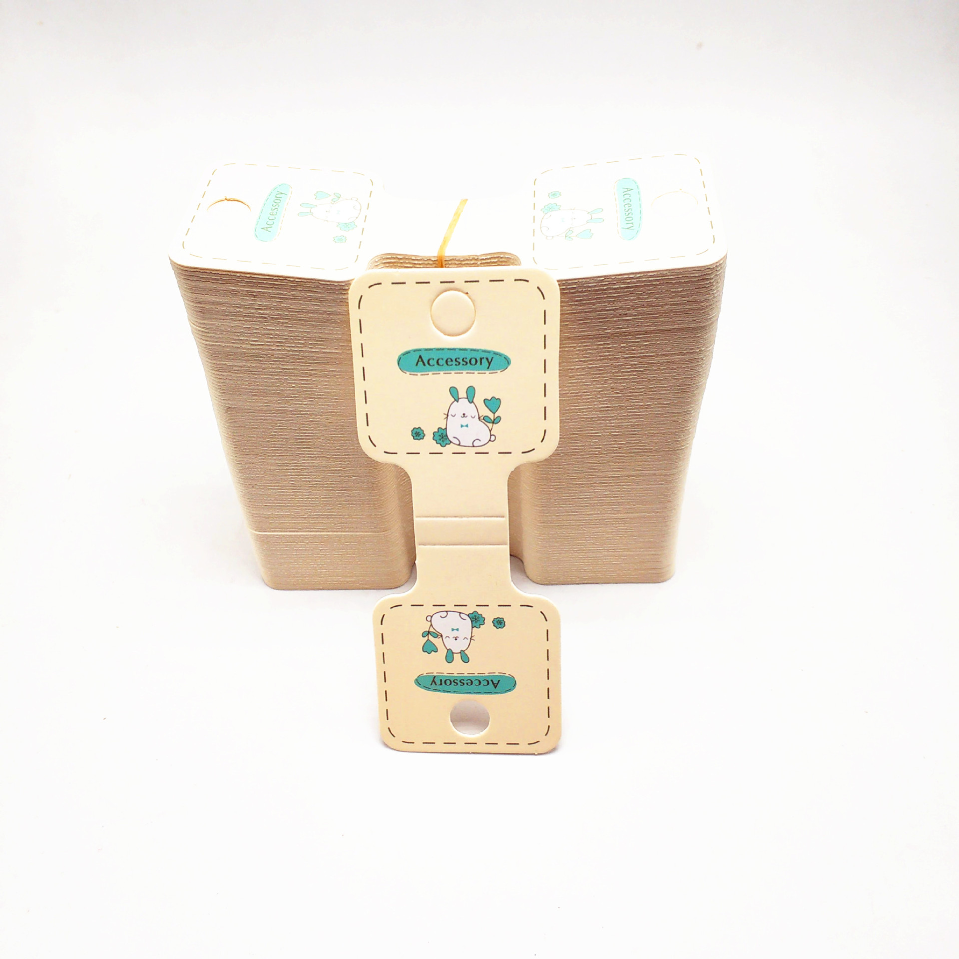 小饰品儿童皮筋包装diy配件卡通纸卡发圈挂卡对折吊牌卡纸约200张