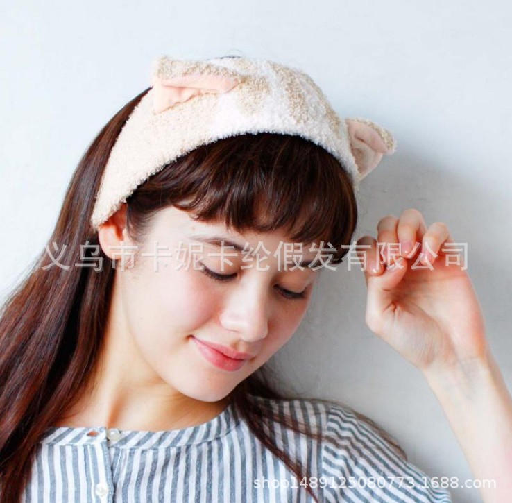 Harajuku de estilo japonés, suave, dulce, lindo, lindo, banda para el cabello, orejas de gato, cubierta para el cabello, banda para el cabello para el lavado de cara, mujer