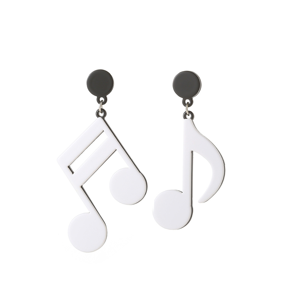 Korea New Fashion Cute Black And White Earrings Notes Exaggerated Earrings Wholesale display picture 6