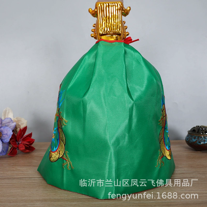 Buddha Statue Cloak Robe, Silk Dragon & Phoenix Embroidery, Sizes 20 cm–3 m, Yellow/Red/Green