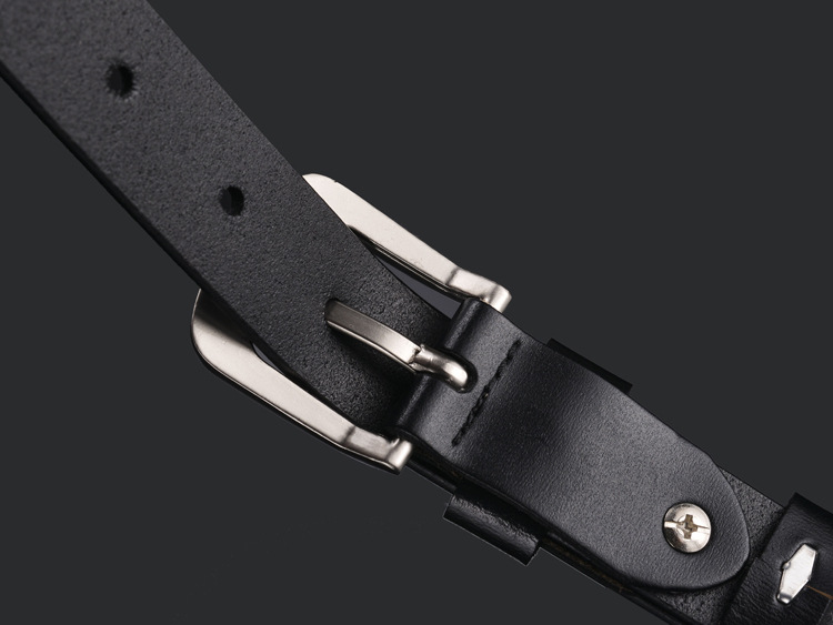 2023 Neuer, heiß verkaufter Damengürtel aus echtem Leder, reinem Rindsleder, modischer Kindertrend, vielseitiger Nadelknopf-Jeansgürtel_voghion.com