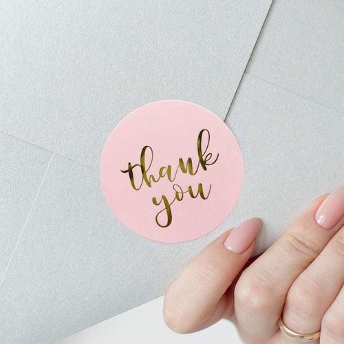 Cross-border pink gold-foil thank-you stickers, seal stickers, adhesive roll stickers for envelopes and gift decorations