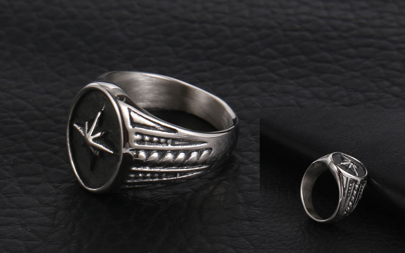 12, 7 Ring Size Vintage Style Star Titanium Steel Polishing Men's Rings Punk Rings