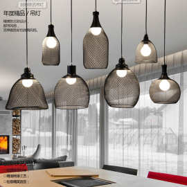 欧式工业复古铁网怀旧酒吧吊灯吧台创意鸟笼简约餐厅圆形lamp