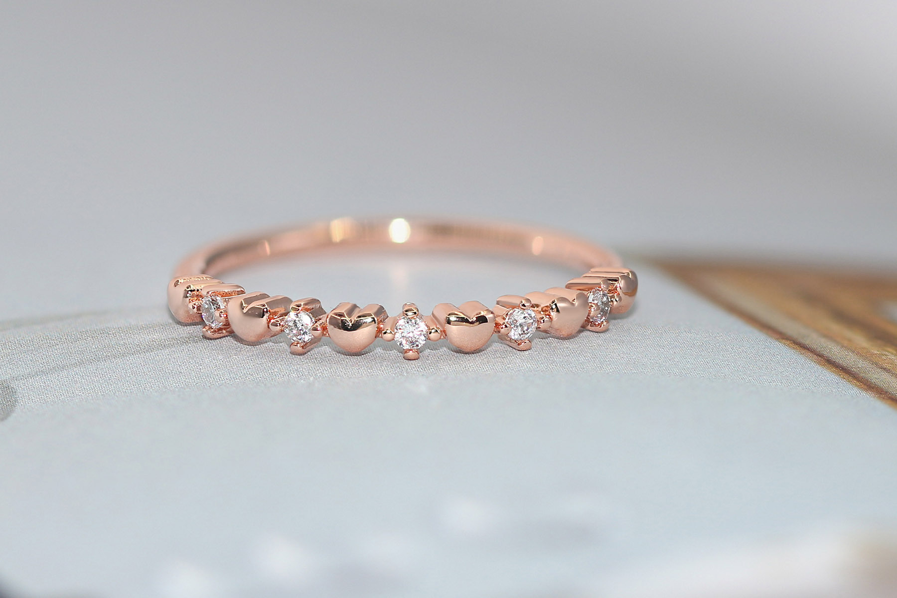 Simple Style Heart Shape Copper Plating Inlay Zircon Rings 1 Piece