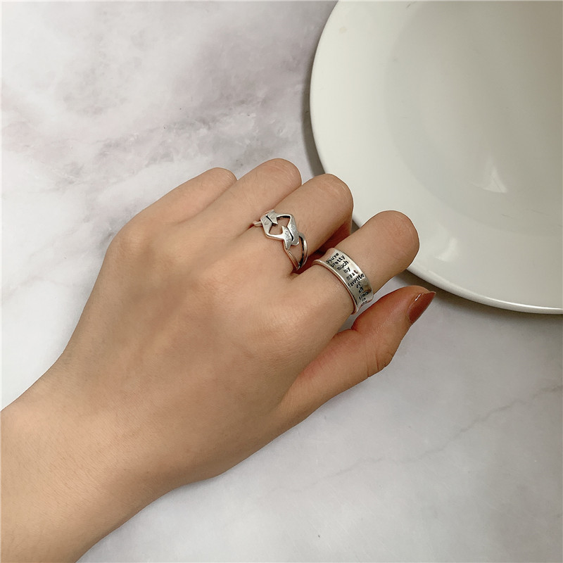 Creative Letter Hollow Ring Hip Hop Glossy Ring  Wholesale display picture 8