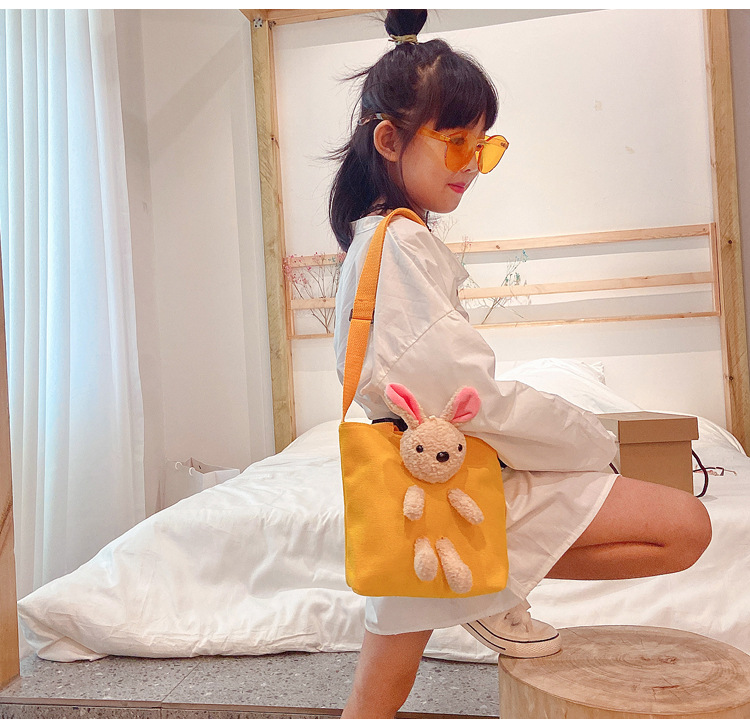 Korean children's bag, new Korean primary school canvas single-shoulder bag, Instagram cute rabbit crossbody bag, handbag full figure