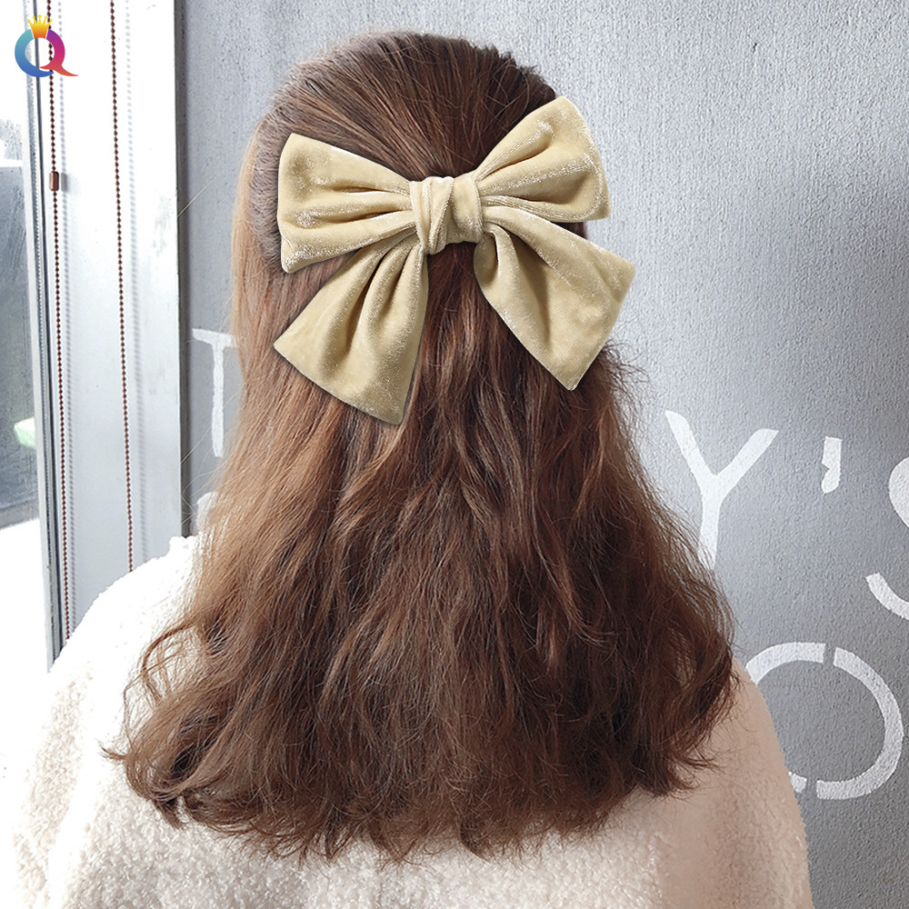 Candy Color Velvet Big Bow Hair Clip display picture 13