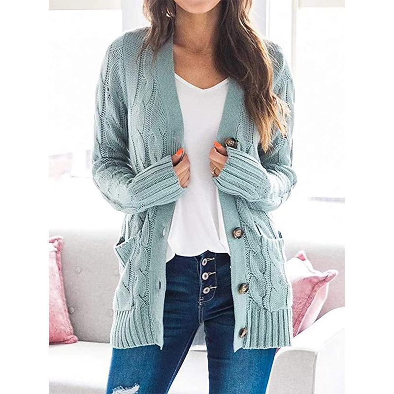 Suéter Cárdigan Nuevo de Otoño-Invierno 2026 para Mujer, Estilo Europeo y Americano, Cuello en V, Cierre de un Botón, Manga Larga, Chaqueta de Punto