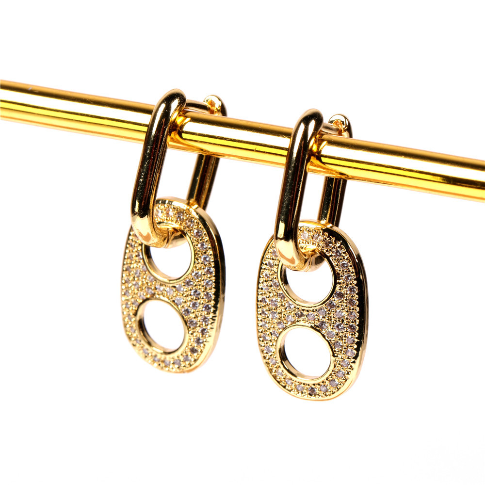 Fashion Ring Pig Nose Pendant Diamond Earrings display picture 2