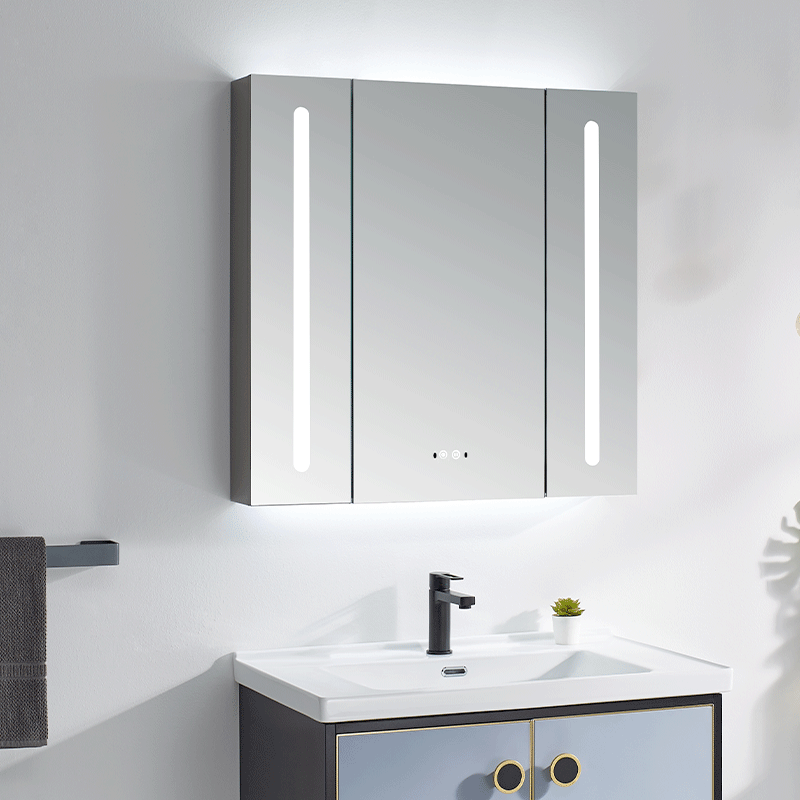 Manufactor supply stainless steel intelligence Mirror cabinet TOILET Locker Wall Mount intelligence LED Mirror cabinet H model