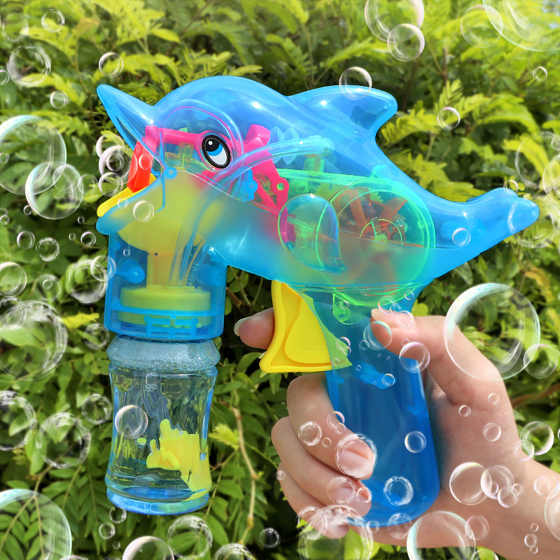 抖音玩具同款少女心 带灯光 吹泡泡机器儿童手动惯性动海豚泡泡枪