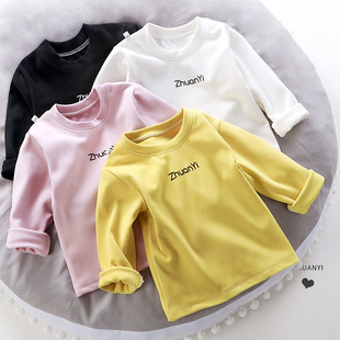 Демисезонная детская футболка для мальчиков, удерживающий тепло лонгслив, в корейском стиле, детская одежда, увеличенная толщина, длинный рукав, оптовые продажи