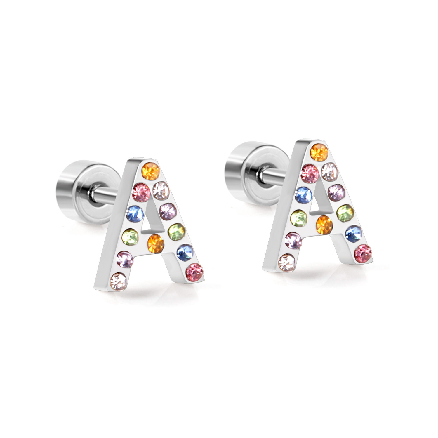 Fashion Letter Stainless Steel Inlay Zircon Ear Studs 1 Pair display picture 60