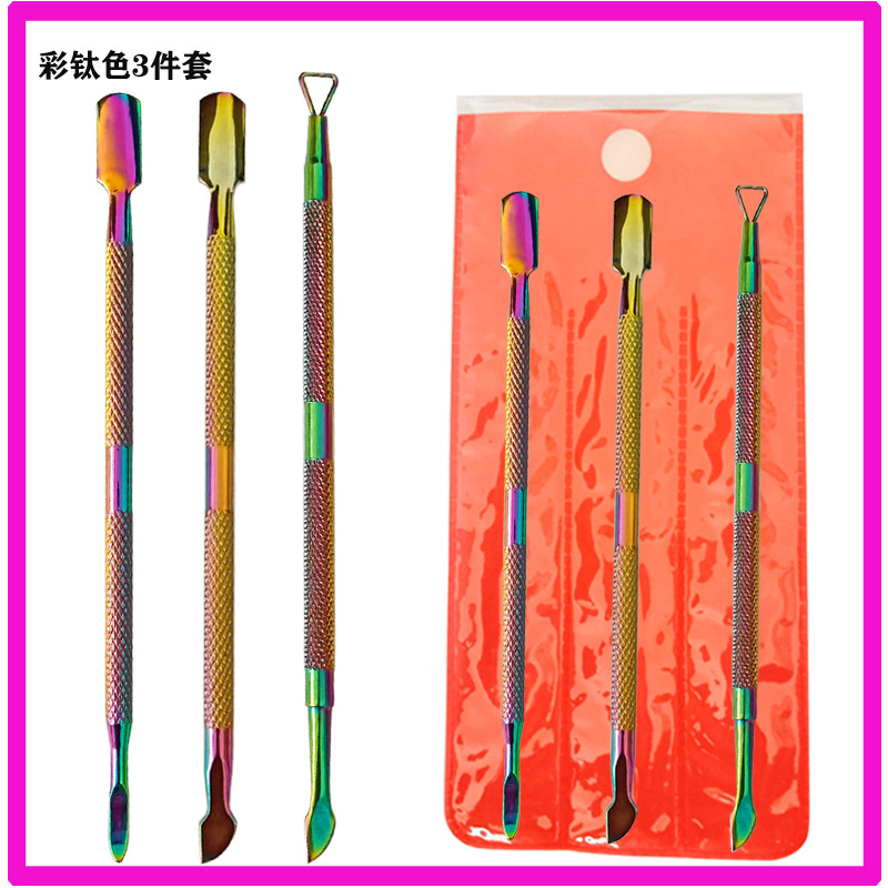 Golden double-sided manicure tools set stainless steel contains rose…