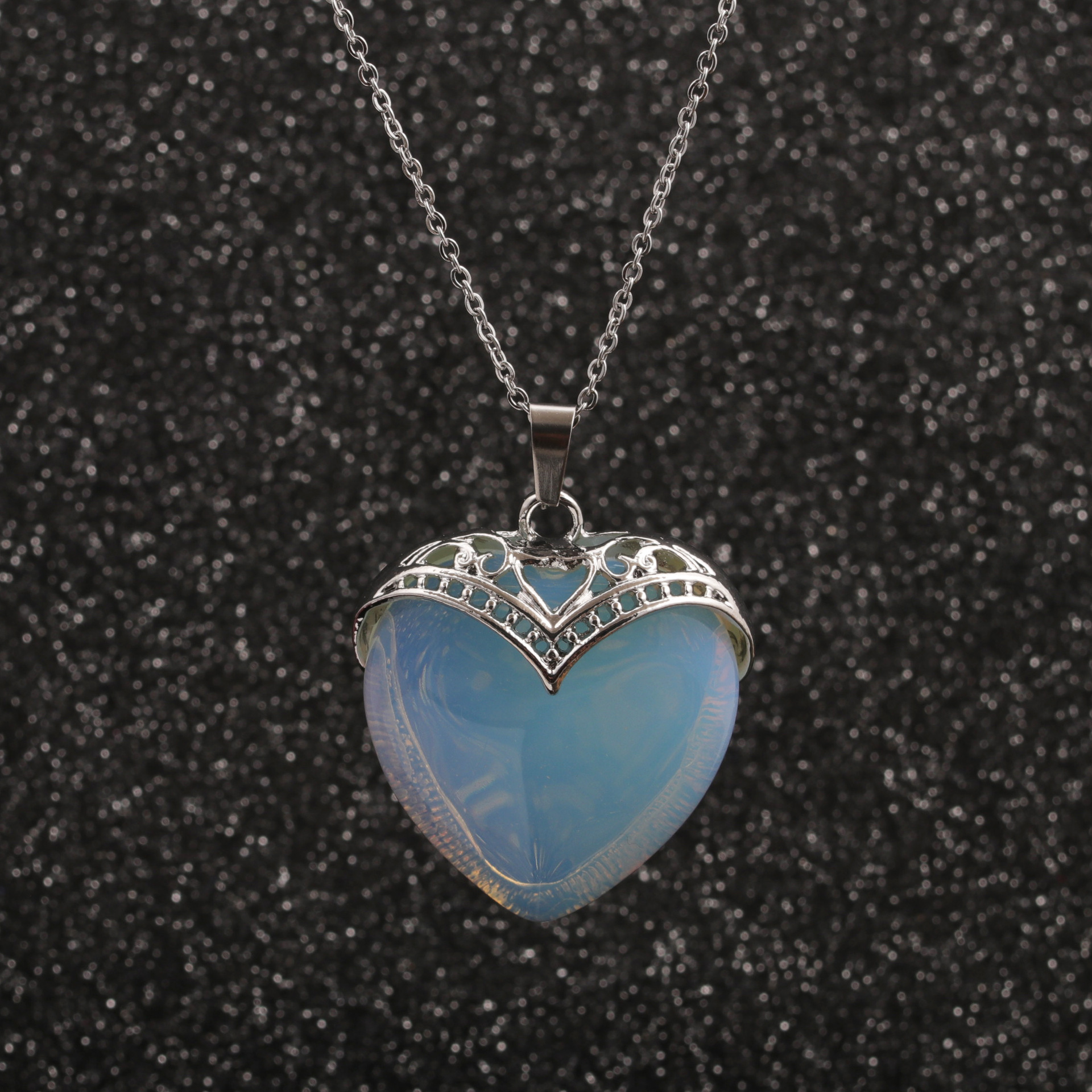 sweater chain stainless steel peach heart pendant necklace