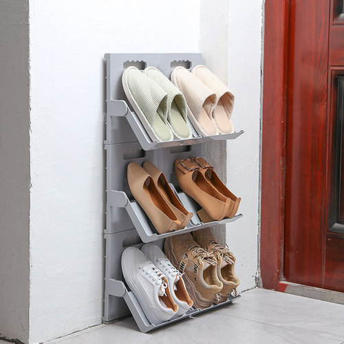 Patented folding shoe rack without punching holes, bathroom slipper rack that can be assembled and spliced ​​into a simple shoe rack at the door
