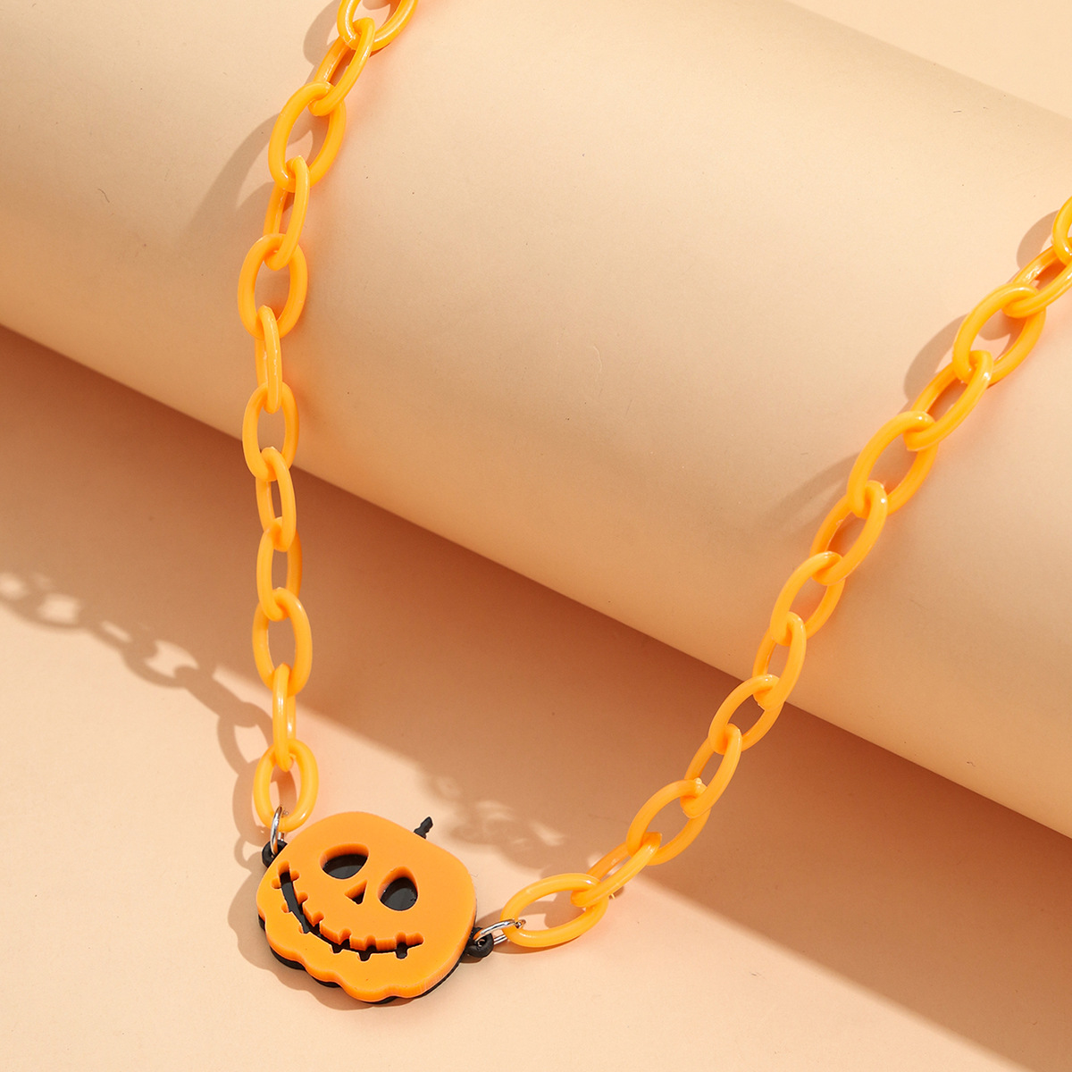 Halloween Small Ornament Acrylic Pumpkin Imp Pendant Resin Chain Necklace display picture 1