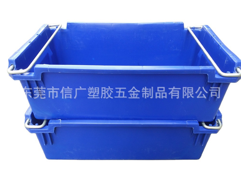 塑料加强筋铁耳长箱 零件五金收纳铁梁胶筐 重型汽车配件周转专用