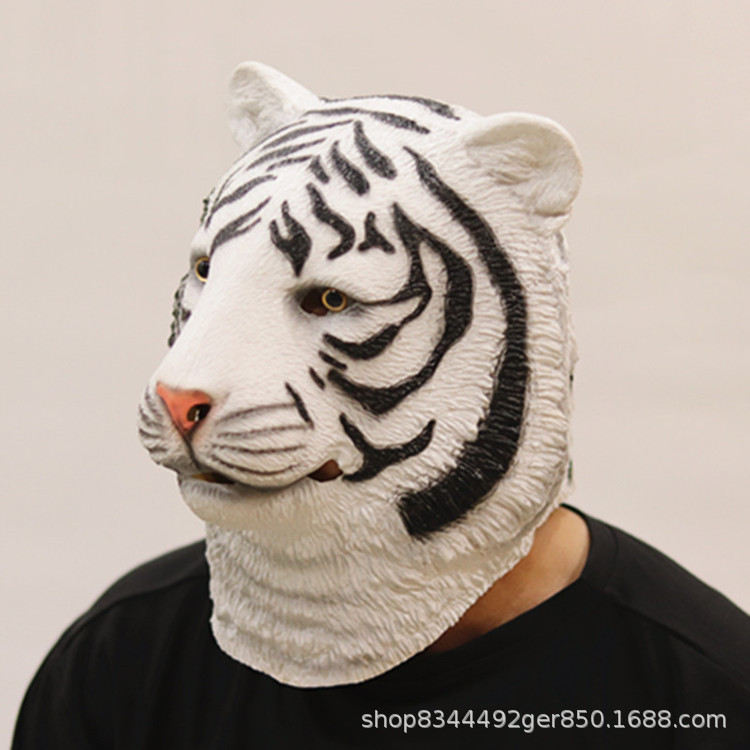Tigre máscara animal tocado Halloween horror divertido tigre blanco máscara vestir accesorios fábrica al por mayor