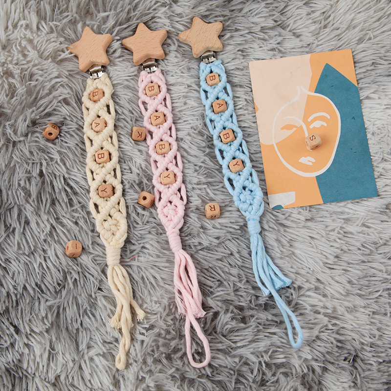 Amazon Pacifier Chain Pacifier Strap Anti-Drop Cartoon Wooden Animal Letter Baby Anti-Loss