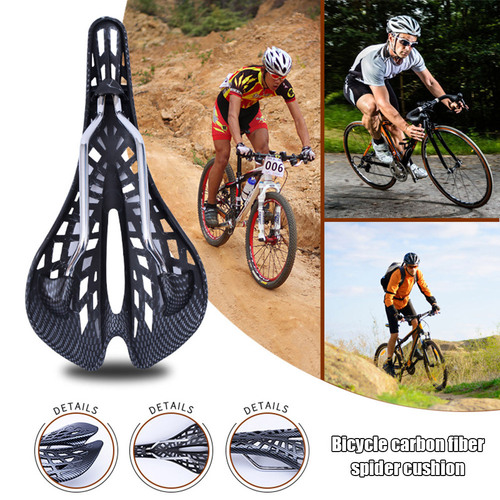 Carbon pattern saddle ultra-light shock-absorbing mountain bike seat cushion bicycle dead-speed saddle spider web cushion
