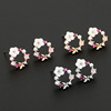 Earrings, golden zirconium from pearl, flowered, Korean style, pink gold, wholesale