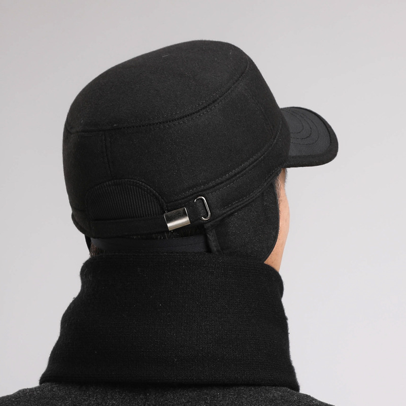 Cappelli da uomo di mezza età in inverno, papà piatto con protezione per le orecchie, anziani per il calore autunnale e invernale, nonno vecchio_voghion.com