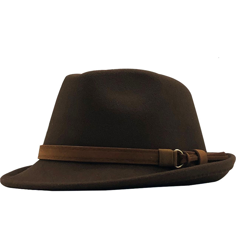 Unisex Retro Solid Color Flat Eaves Fedora Hat display picture 9