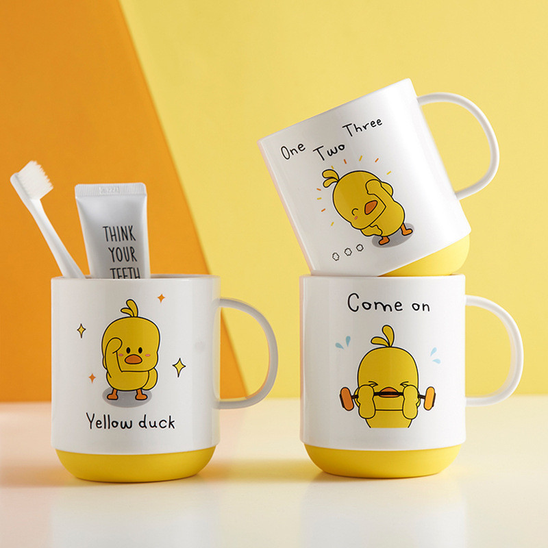 童派加厚水杯儿童卡通漱口杯小鸭可爱刷牙杯子小黄鸭洗漱杯刷牙杯|ms