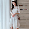 Embroidered lace waist down dress spring and summer