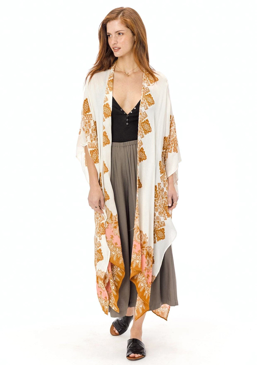 summer women s fashion printed cardigan loose casual beach vacation cover gown NSDF1483