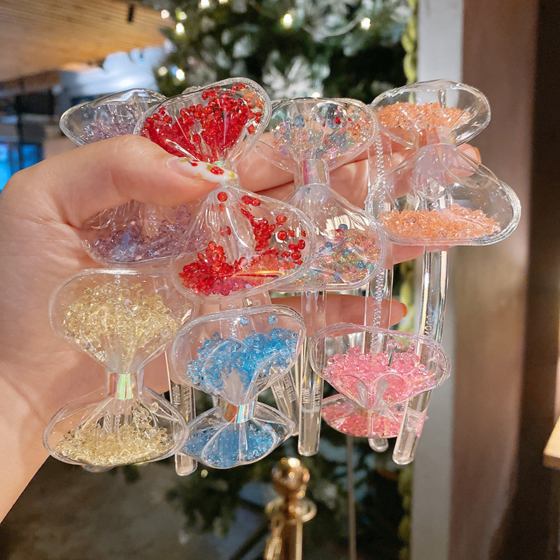 New Hair Clips Girld Transparent Quicksand Bow Tie Headband Children Girls Baby Little Girl Princess Hair Accessories Hairpin Cute display picture 1