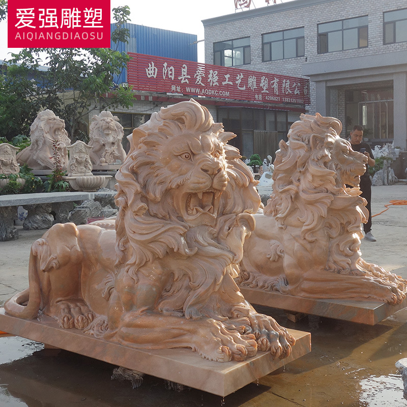 stone carving European style Stone lions modern Bank Doorway Lucky Town house company hotel Market square Shishi Decoration