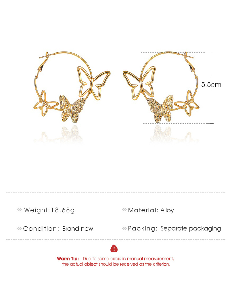 Nouvelle Personnalité Simple Exagérée Boucles D&#39;oreilles Trois Papillons Creux En Gros display picture 1