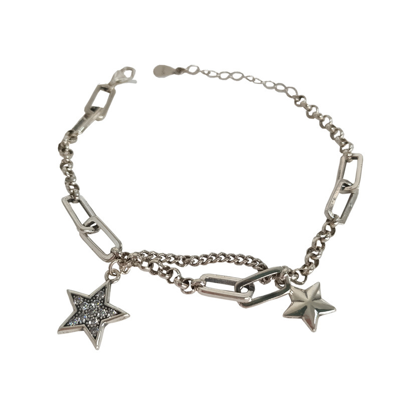 Korean S925 Sterling Silver Star Five-pointed Star Diamond Bracelet display picture 5