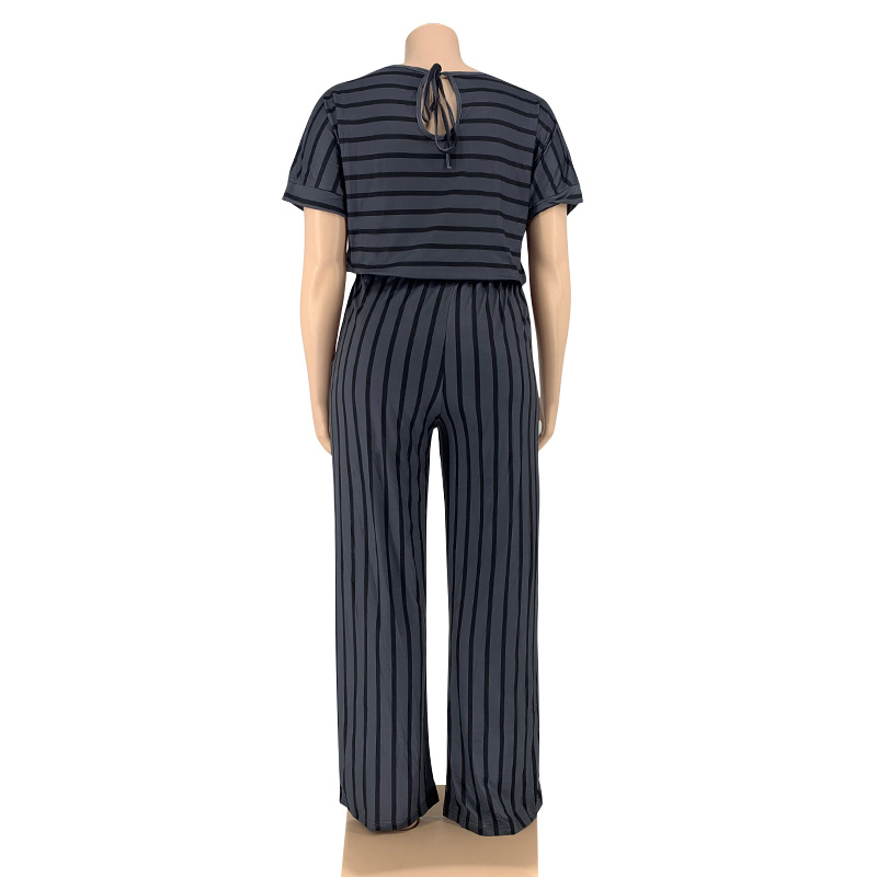 Sexy Stripe Polyester Rib-knit Jumpsuits display picture 3