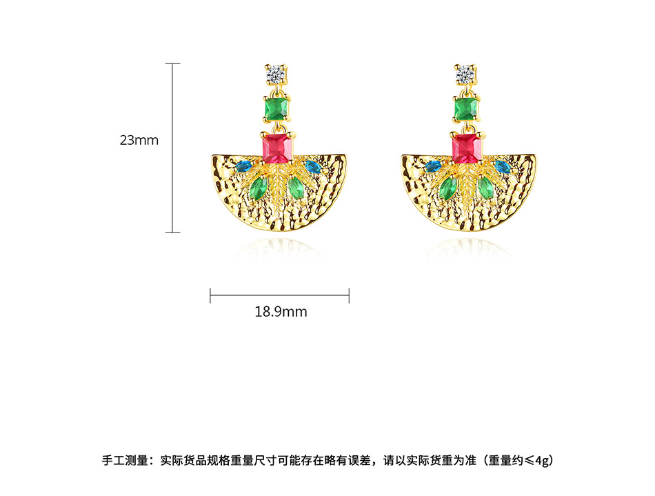 Boucles D&#39;oreilles Semi-circulaires En Zircon Coloré Incrustées De Cuivre display picture 2