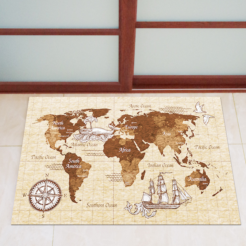 World layout non-slip mat thin non-Carmen entry household absorbent dust-absorbing foot mat entry entrance foot mat