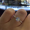 Universal shiny fashionable ring, one size zirconium, jewelry, Japanese and Korean, diamond encrusted, European style