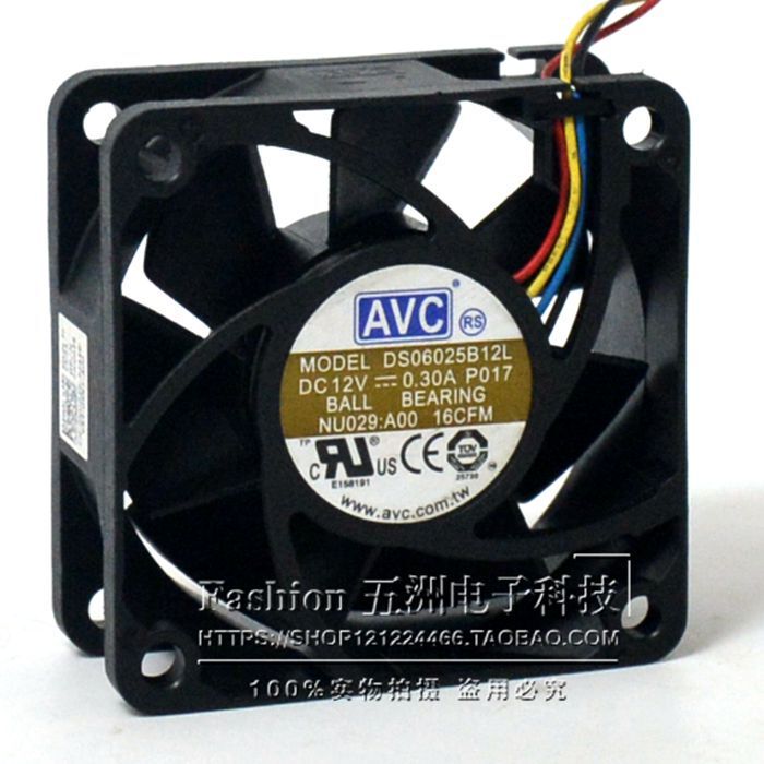 Genuine AVC 6CM 6025 DouBLe BaLL 4-wire Temperature ControL SiLent Fan DS06025B12L 12v 0.30a