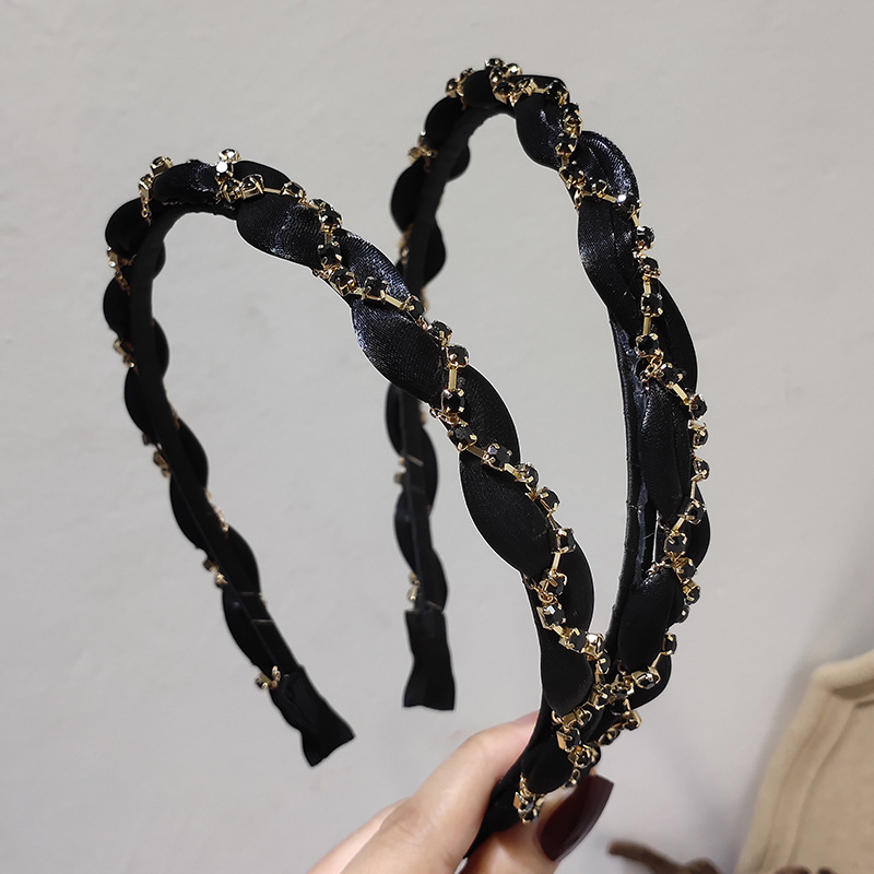 Korean Style Organza Winding Rhinestone Twist Headband New Simple Hair Fixer Outing Hair Accessories display picture 4