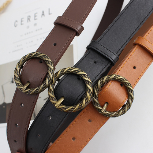 Bronze Japanese buckle retro decorative belt for women ins style versatile Korean jeans wide belt one piece drop shipping