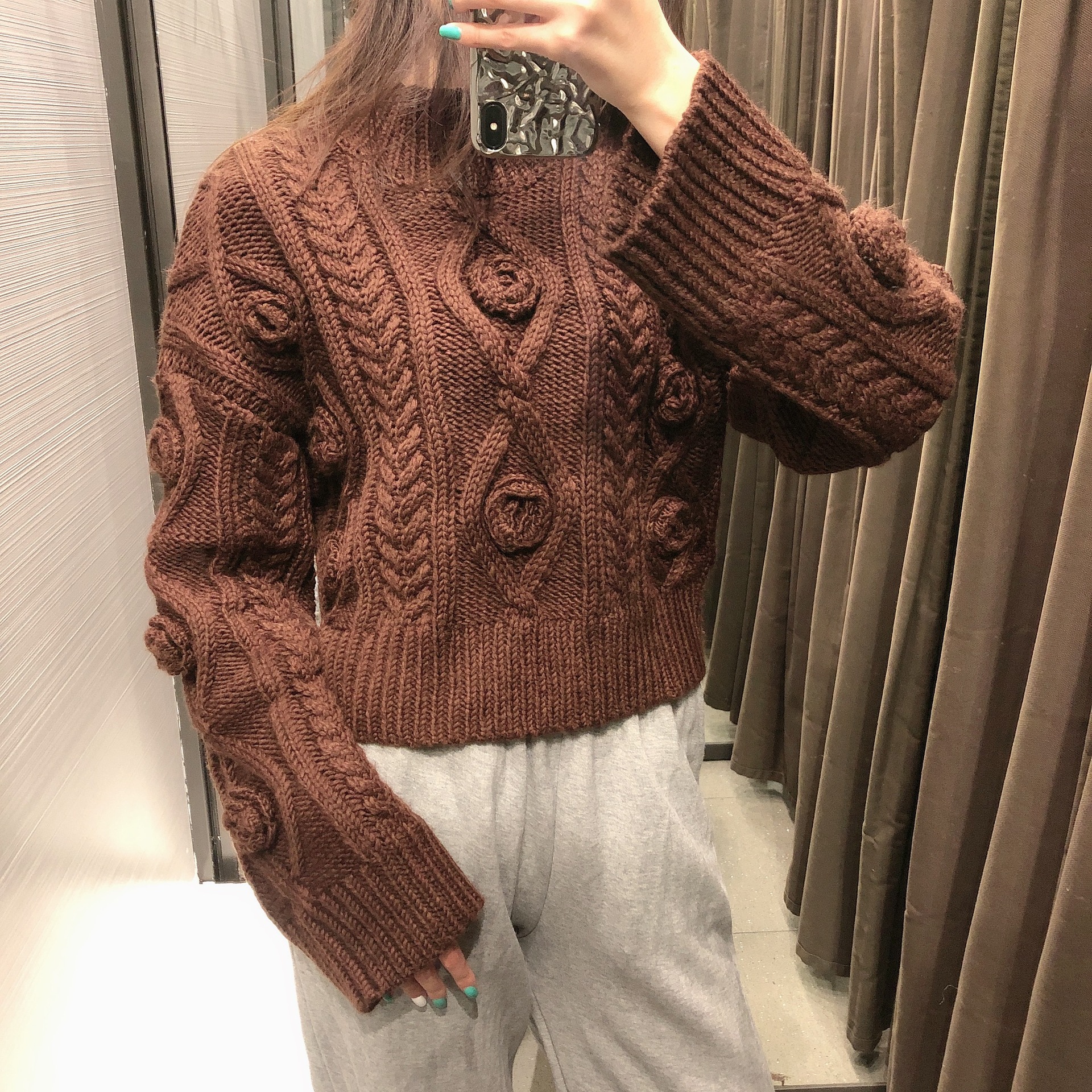 Solid color woven decorative pullover sweater  NSAM12271