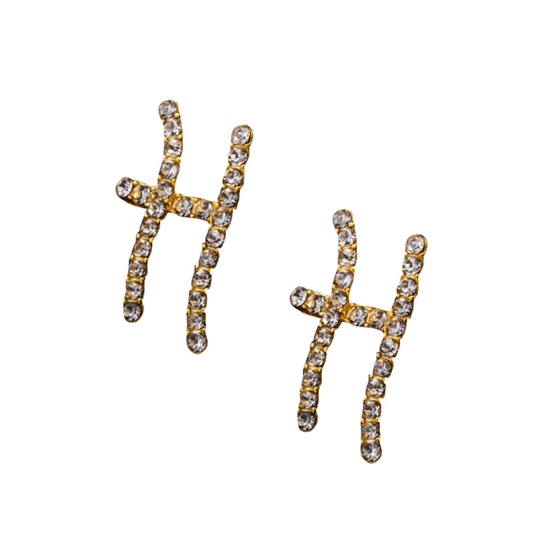 New Earrings Alloy Inlaid Zircon Earrings 26 English Alphabet Earrings Pendant Explosion Models Wholesale Nihaojewelry display picture 19