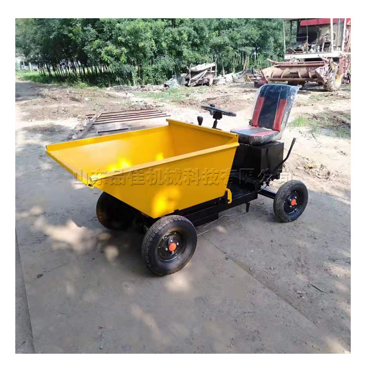 电动翻斗车 建筑工地沙子水泥混凝土运输车 四轮座驾式电动拉灰车