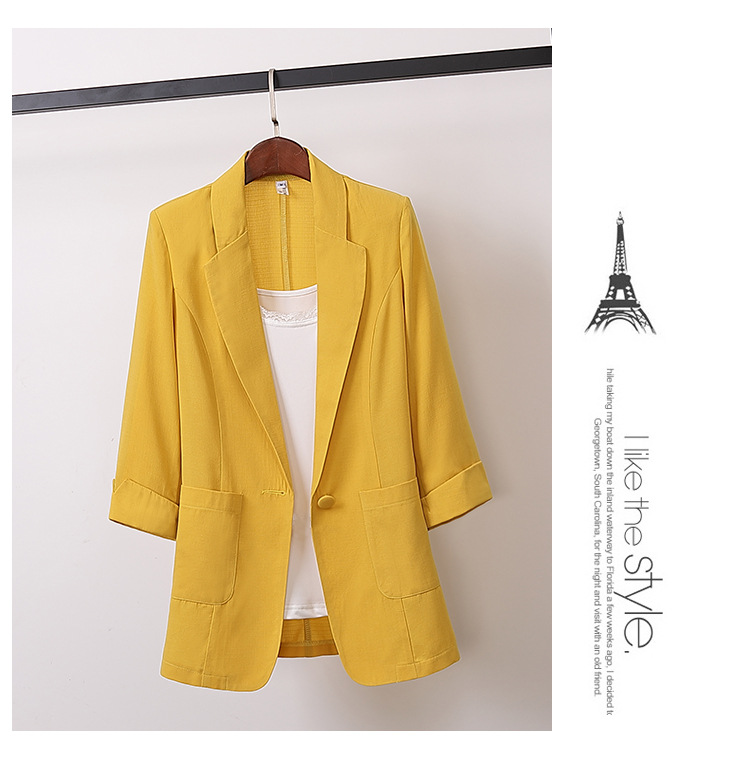 casual cotton loose mid-length suit jacket NSFYF56268