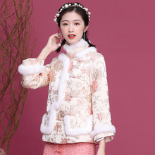 冬款夹棉改良版旗袍外套唐装2020年新款中国风复古提花小袄20291