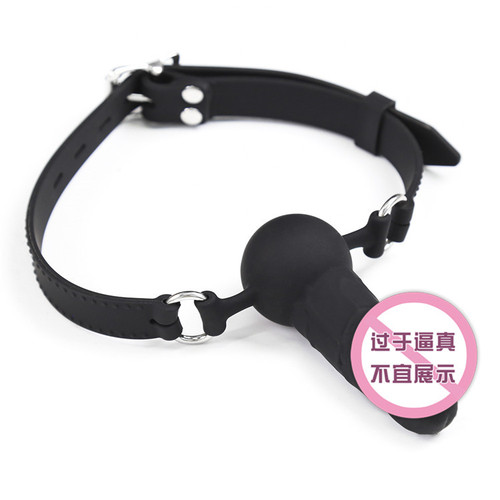 Couple female toy extended black penis oral ball adult erotic strap silicone leather masturbation deep throat gag